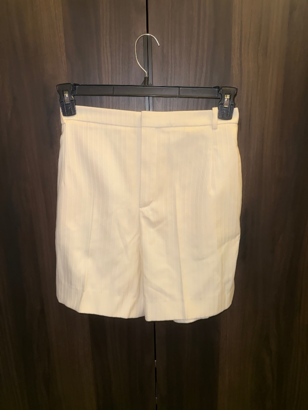 Saint Laurent Paris Cream Pinstripe Tailored Shorts